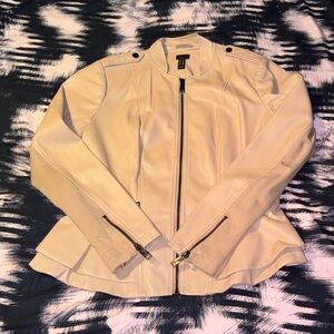 G.I.L.I. Cream Leather Jacket with Zipper Accents